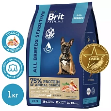Brit Premium Dog Sensitive Adult All Breeds (Индейка, лосось)