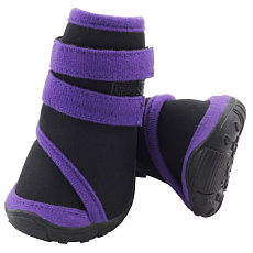 YXS136 Ботинки для собак черные с фиолетовым
