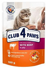 Club 4 Paws Premium для кошек с говядиной в желе