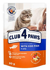 Club 4 Paws Premium для кошек с треской в желе