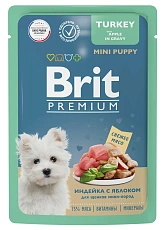 Brit Premium Пауч для щенков мини-пород (Индейка с яблоком в соусе)