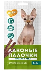 Мнямс Лакомые палочки для кошек (Утка, кролик)