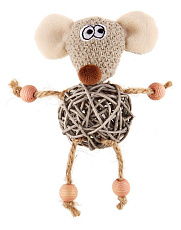 GiGwi Мышка с плетеным мячиком и колокольчиком, 8 см