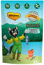 Мнямс Рыбные кусочки для кошек с лососем, креветками и форелью (Рыбный фестиваль)