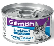 Gemon Cat Adult Sterilized Mousse (Тунец и свинина)