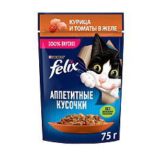 Felix Аппетитные кусочки для кошек (Курица с томатами в желе)