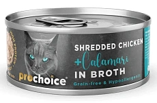 Prochoice Deluxe Shredded Курица и кальмары в бульоне для кошек