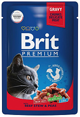 Brit Premium Cat Pouches (Говядина, горошек)