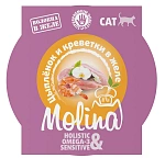 Molina Консервы для кошек (Цыпленок и креветки в желе)