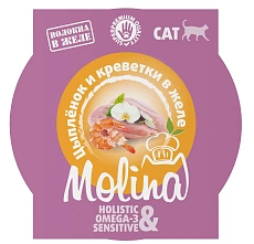 Molina Консервы для кошек (Цыпленок и креветки в желе)