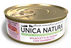 Unica Natura UNICO INDOOR Филе тунца с креветками для кошек