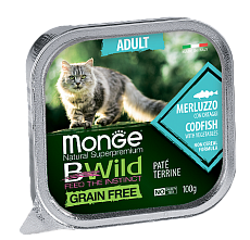  Monge Консервы BWild GF Adult Cat (Треска, овощи)