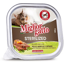 Miglior Gatto Sterilized Паштет с курицей, ягненком, овощами