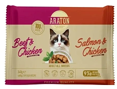Araton Набор паучей для кошек (Говядина, лосось, курица)