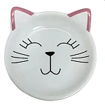 №1 Миска керамическая Мордочка кошки, белая