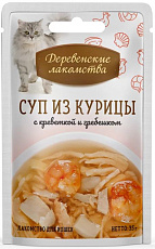 Деревенские лакомства Суп из курицы с креветкой и гребешком