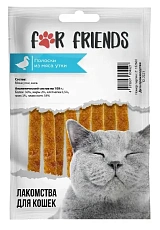 For Friends Лакомство для кошек Полоски из мяса утки