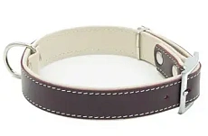 Каскад Ошейник кожаный Best двойной с подворотом, бордовый