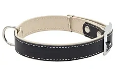 Каскад Ошейник кожаный Best двойной с подворотом, черный