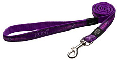 Удлиненный поводок Rogz Fancy Dress Purple Chrome