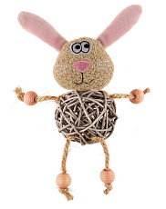 GiGwi Заяц с плетеным мячиком и колокольчиком, 8 см