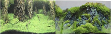 Prime Фон для аквариума двухсторонний Затопленный лес/Камни с растениями