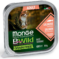 Monge Консервы BWild GF Adult Cat (Лосось, овощи)