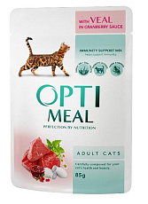 Optimeal для кошек телятина в клюквенном соусе