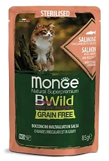 Monge Пауч BWild GF Sterilized Cat (Лосось, креветки, овощи)