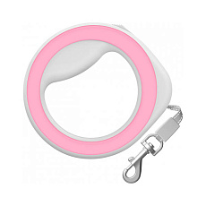 Поводок-рулетка круглая Collar WAUDOG, светло-серый/розовый